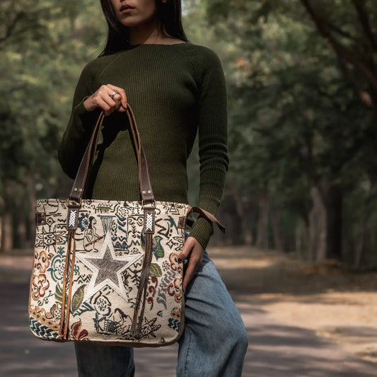 Hippie Tapestry Women's Star Tote Tassel Bag