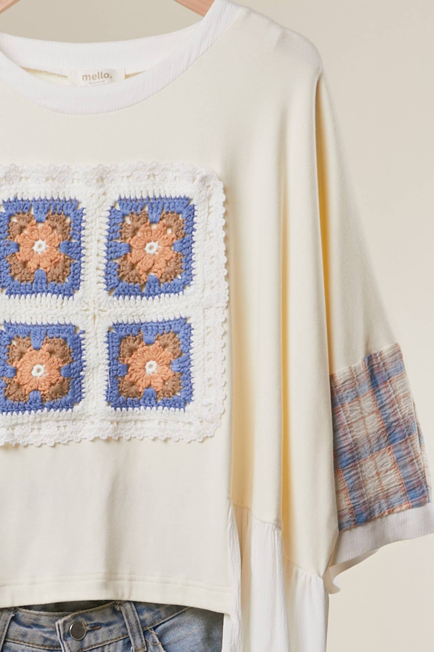 Patchwork Motif Knit Top