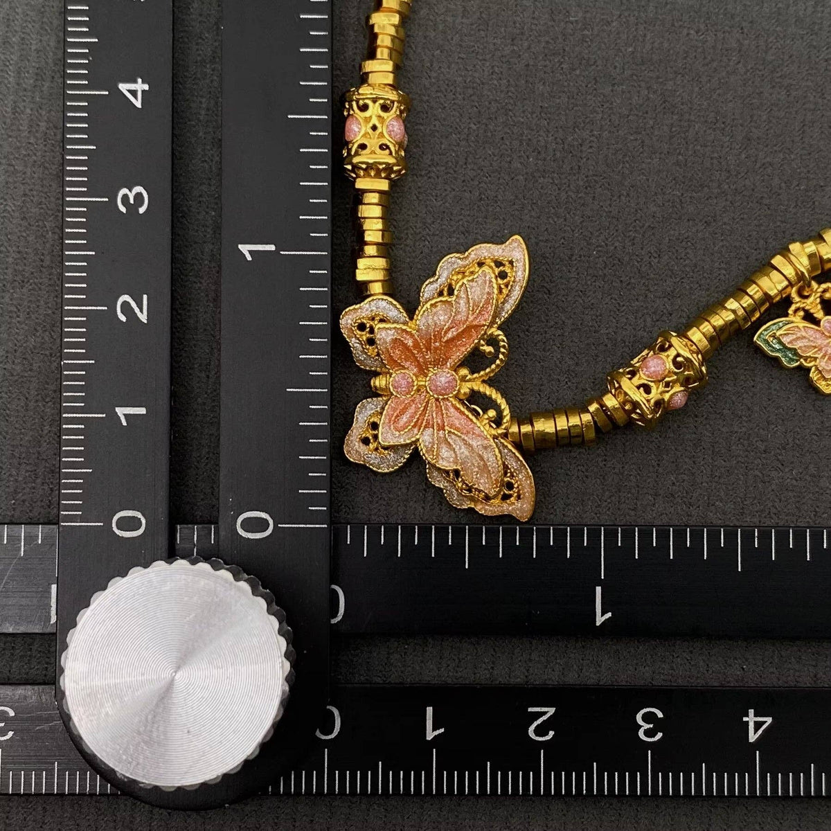 Enamel Butterfly Charm 18K Gold Plated Brass Bracelet