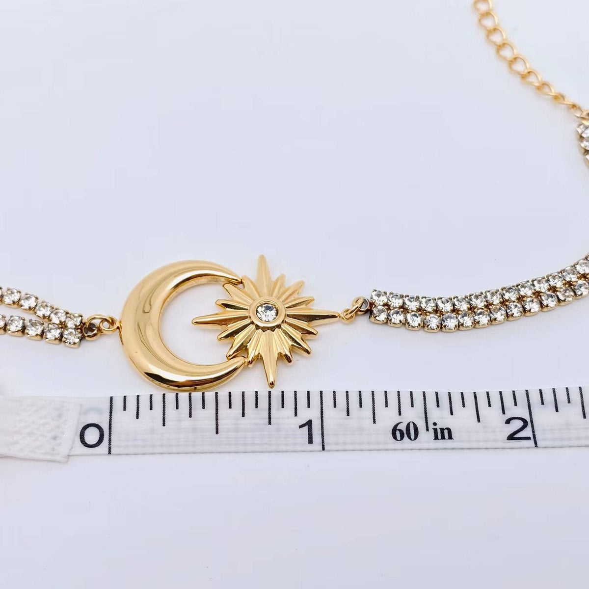 18K Gold Plated Star Moon Cubic Zirconia Bracelet - FGS/MS