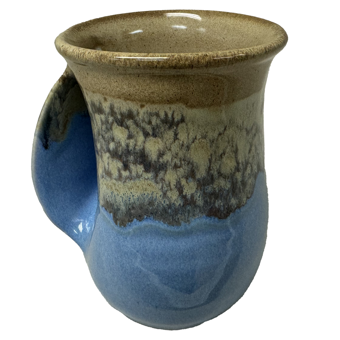 The Original Handwarmer Mug: Sandy Beach / Left Hand