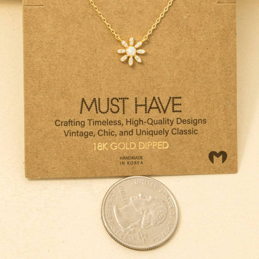 Gold Dipped Mini Opal Flower Pendant Necklace: G