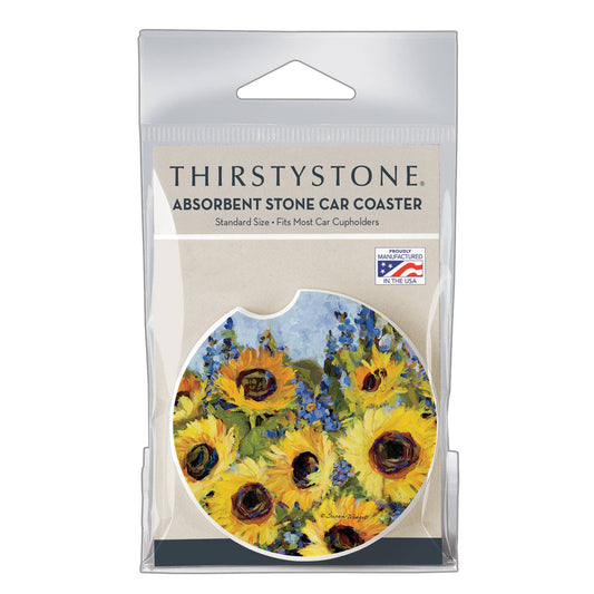 "Gallery of Sunflowers" Absorbent Stone Car Coaster