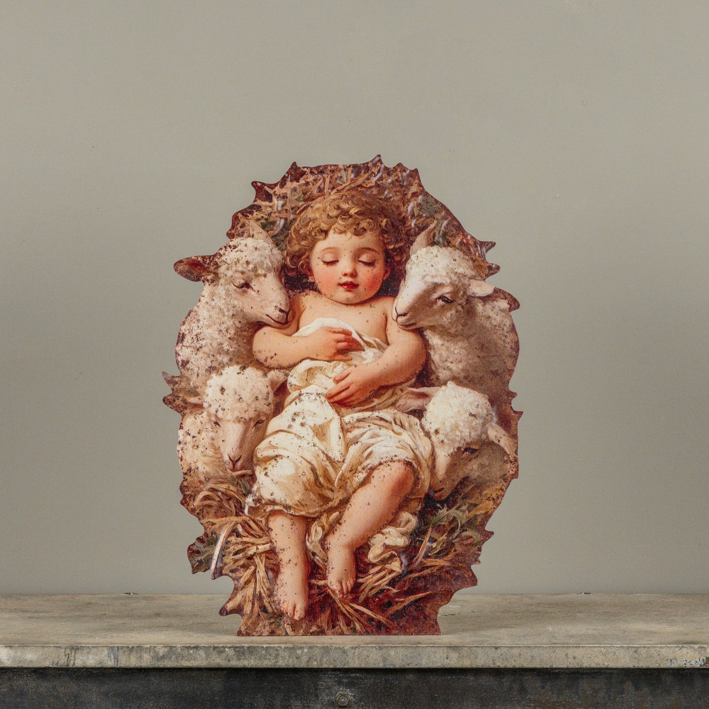 18" BABY JESUS W/ LAMBS METAL DUMMY BOARD