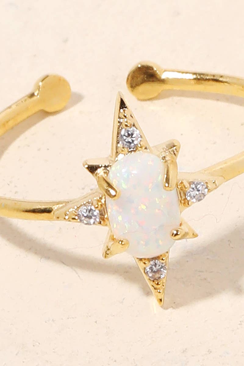 Gold Dipped Opal Star Adjustable Fashion Ring: G
