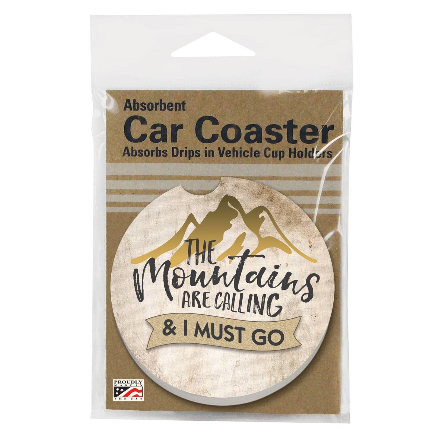 The Mountains Are Calling Absorbent Stone Car Coaster 1 Pk