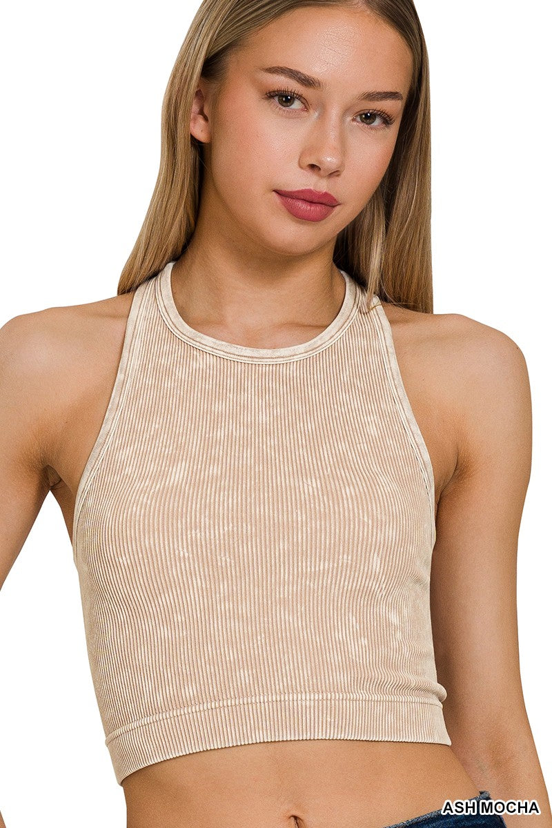 Washed Ribbed Seamless Bralette