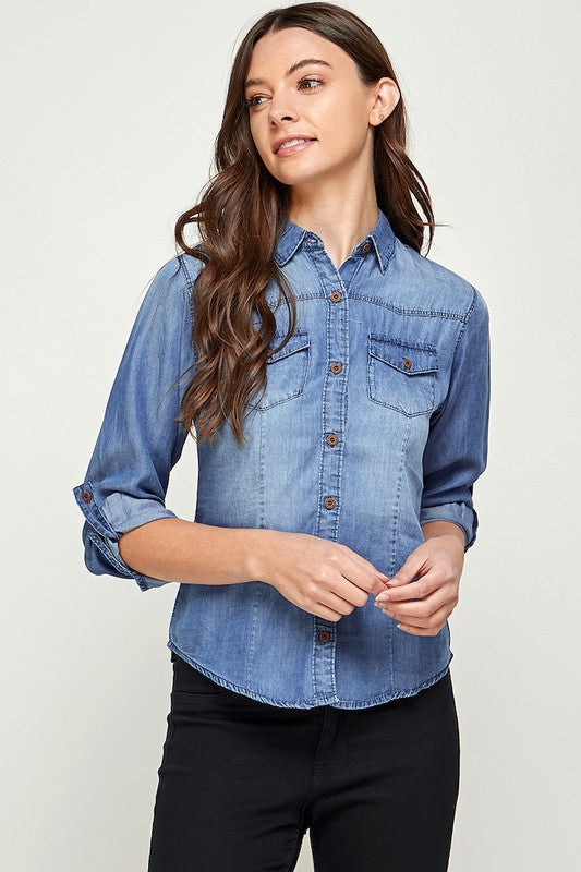 Denim button up