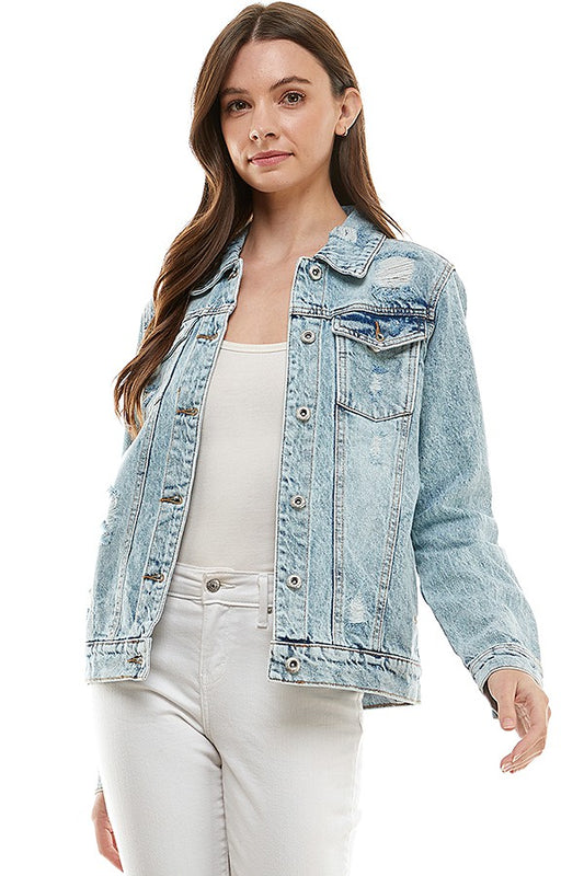 lightly distressed denim jacket