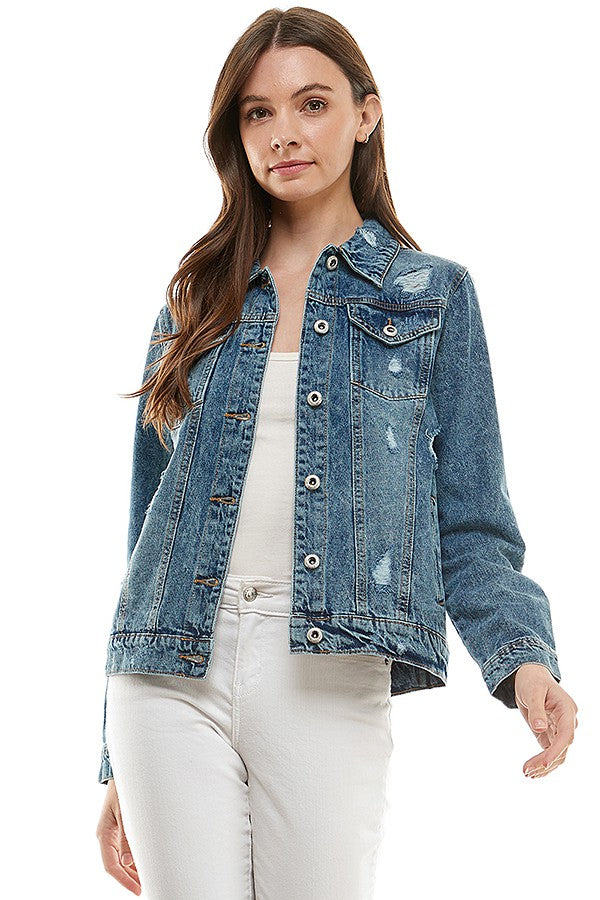lightly distressed denim jacket