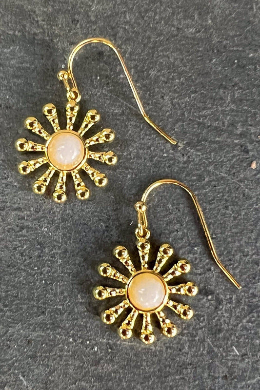 Flower Gem Earrings White EG1