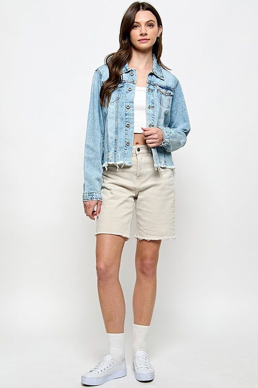 Frayed denim jacket