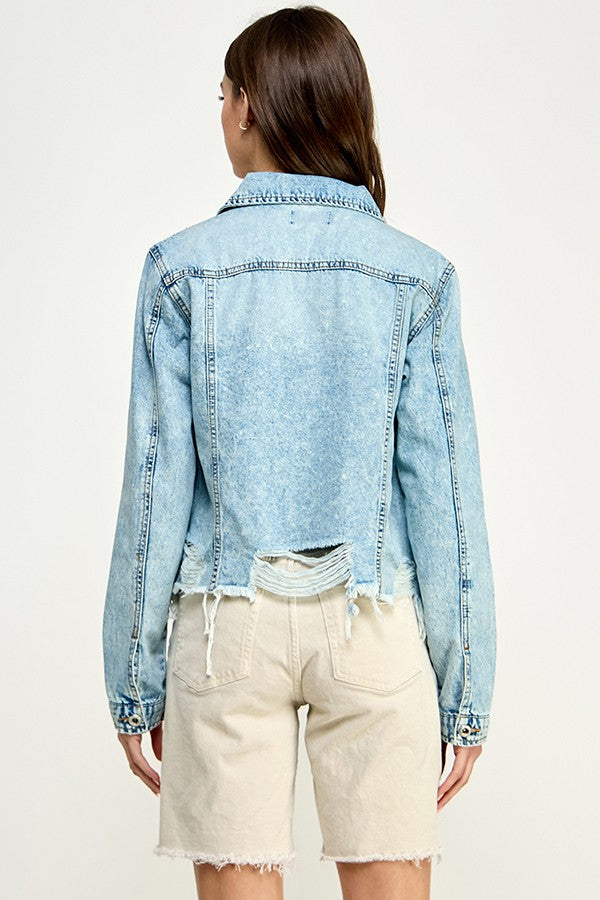 Frayed denim jacket