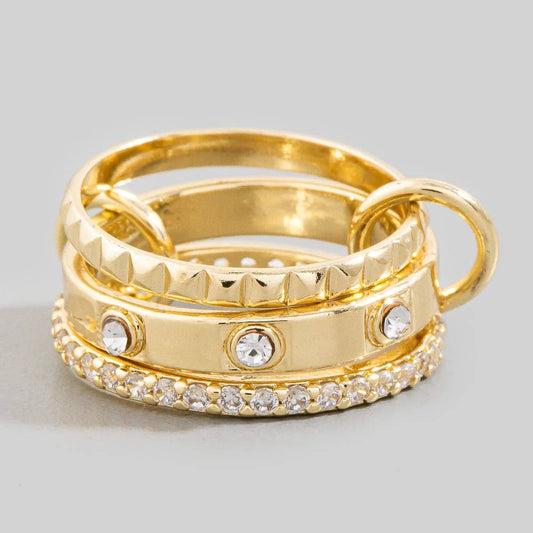 Mixed Linked Dainty Band Rings Set: GDCRY
