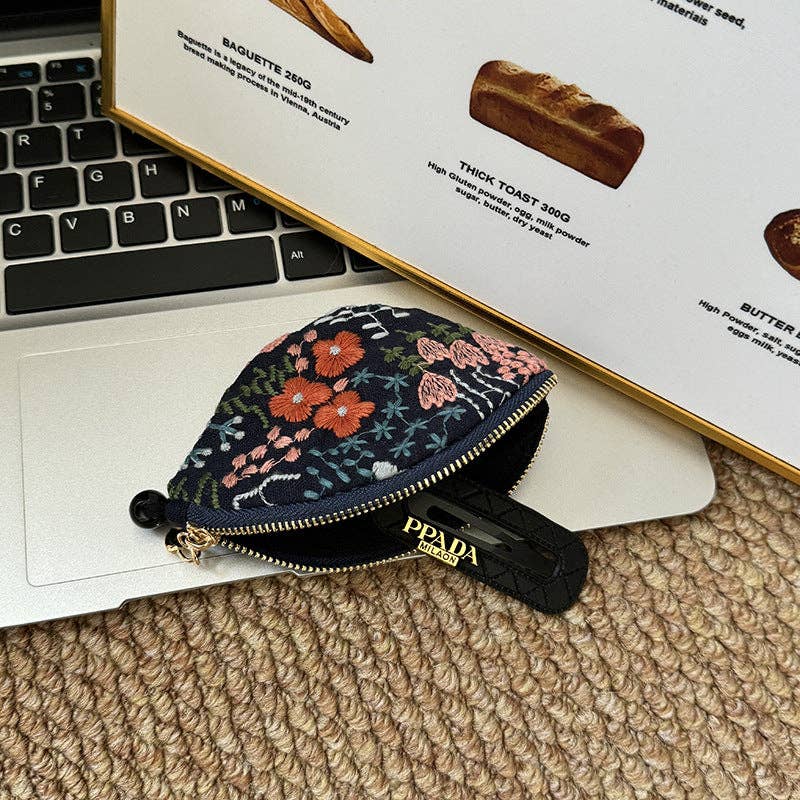 Minimalist Embroidered Mini Coin Purse Wallet