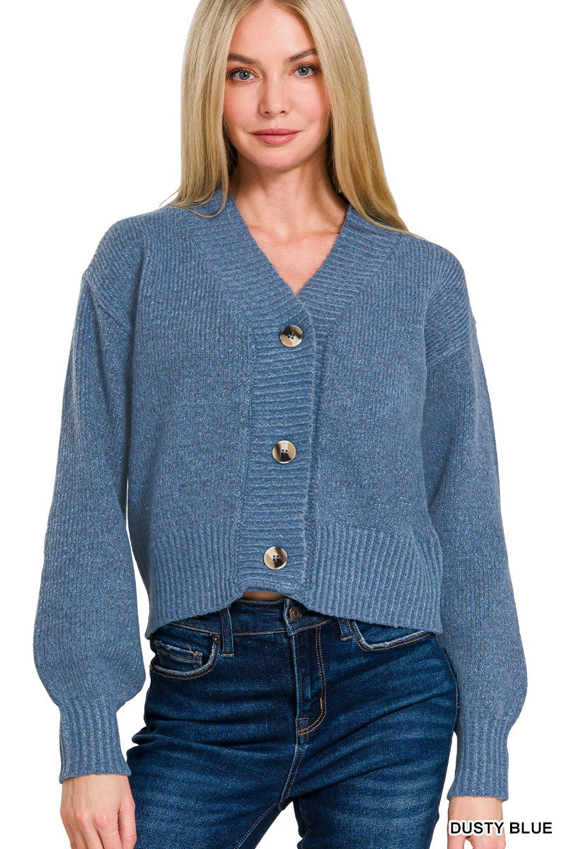 Melange Button Front Sweater Cardigan
