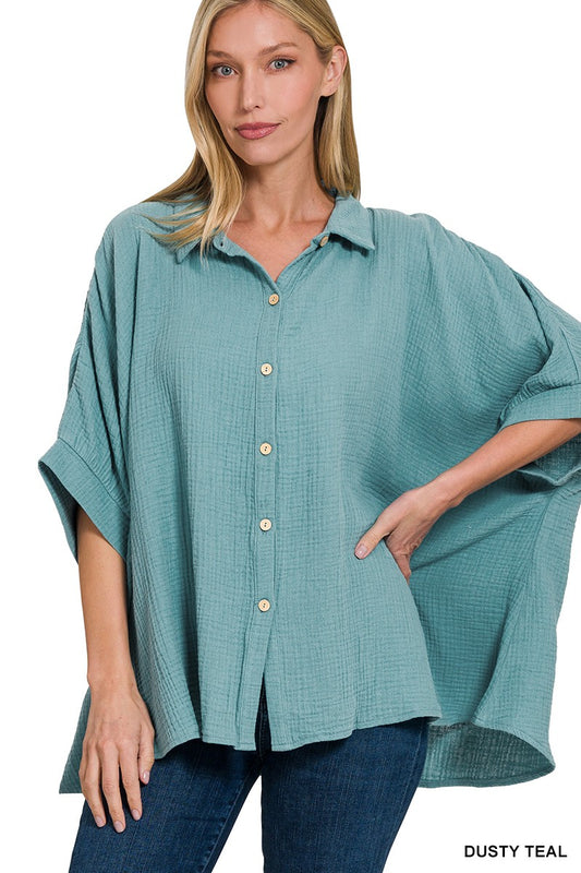 Oversized gauze top