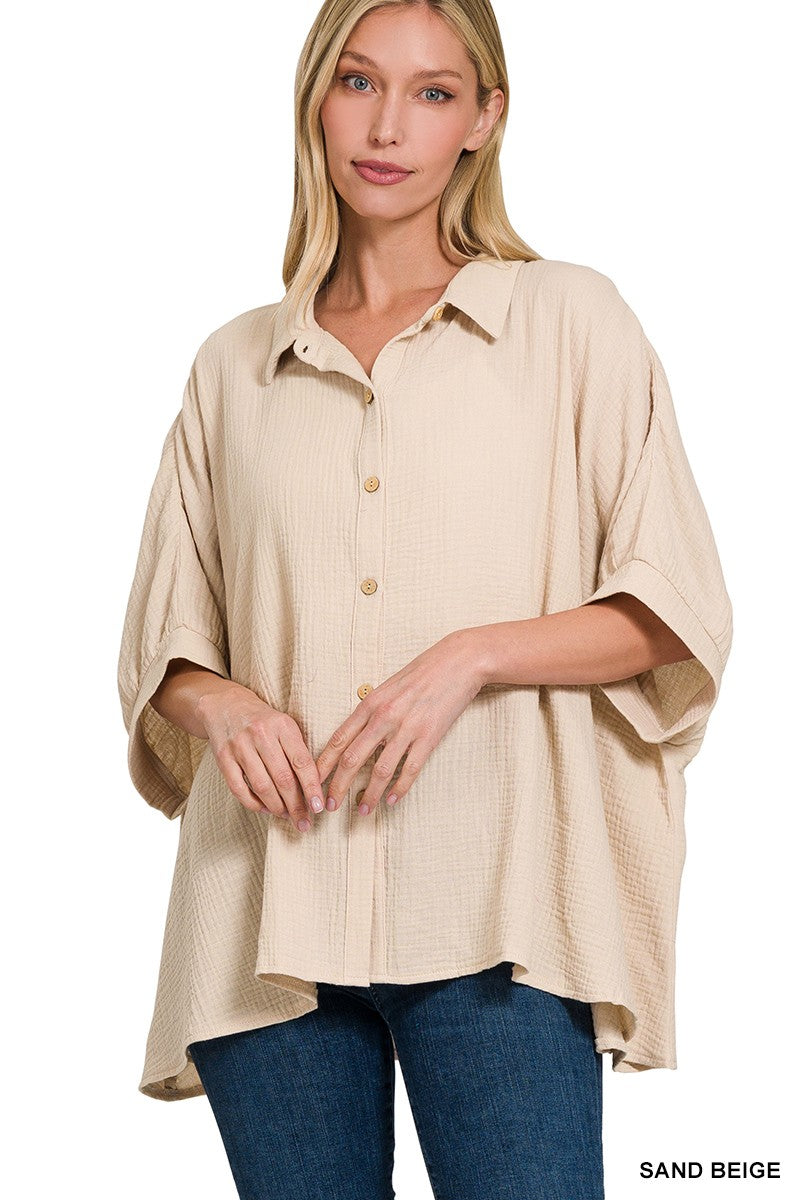 Oversized gauze top