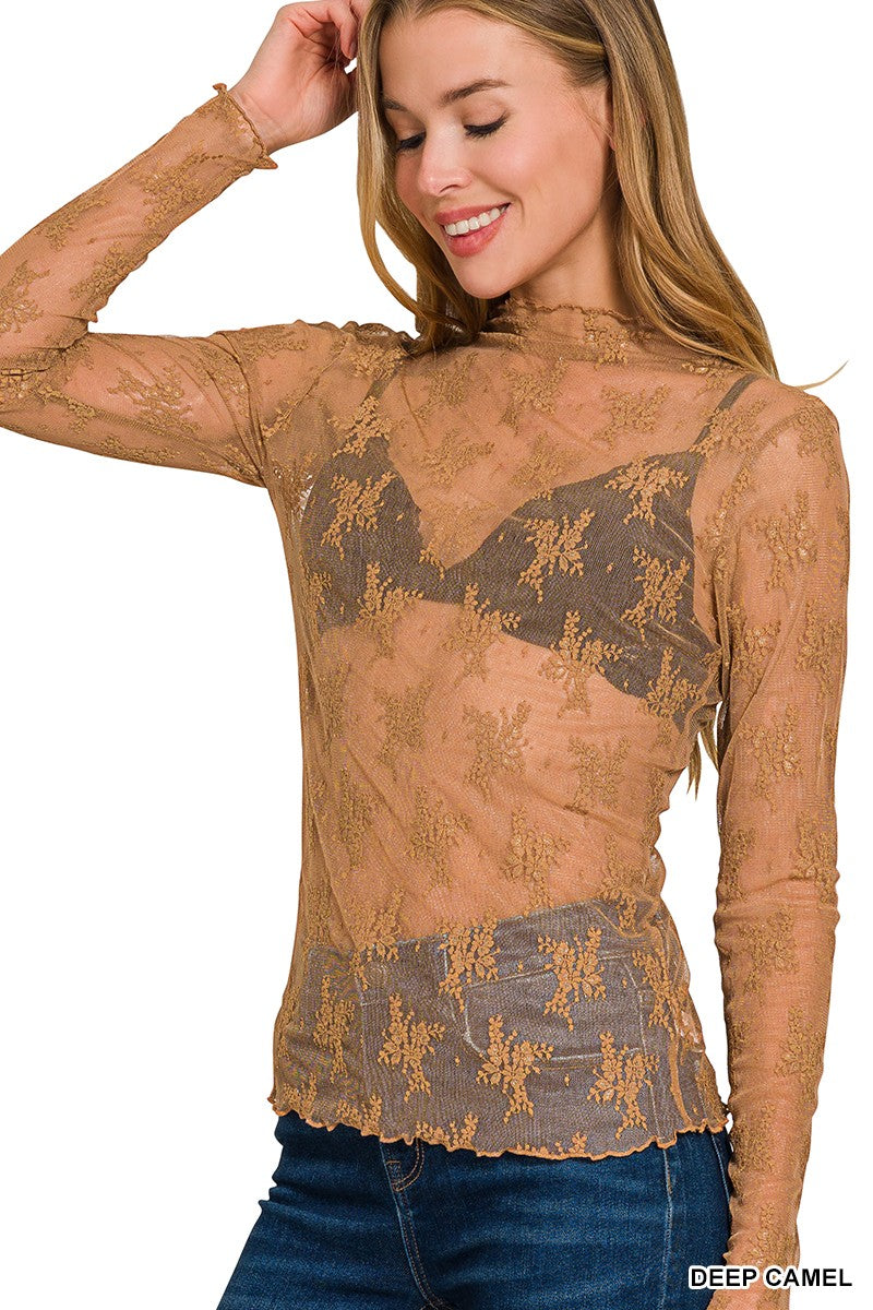 Lace See-through Layering Top
