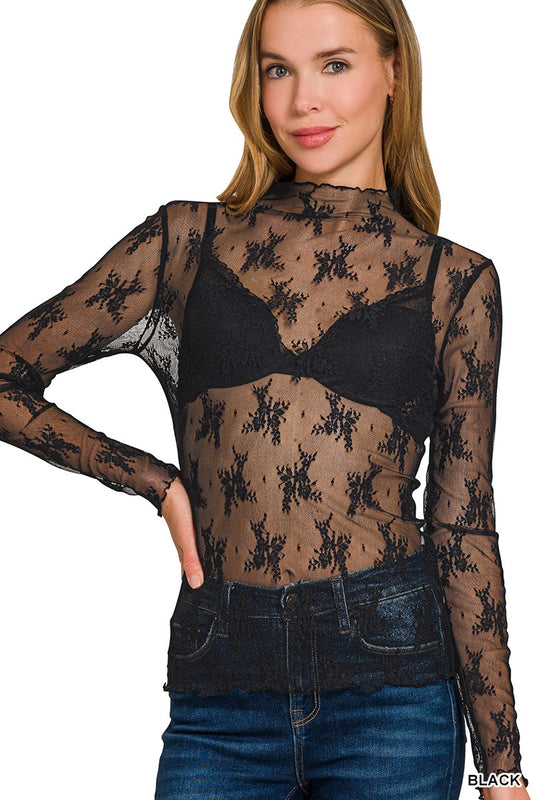 Lace See-through Layering Top