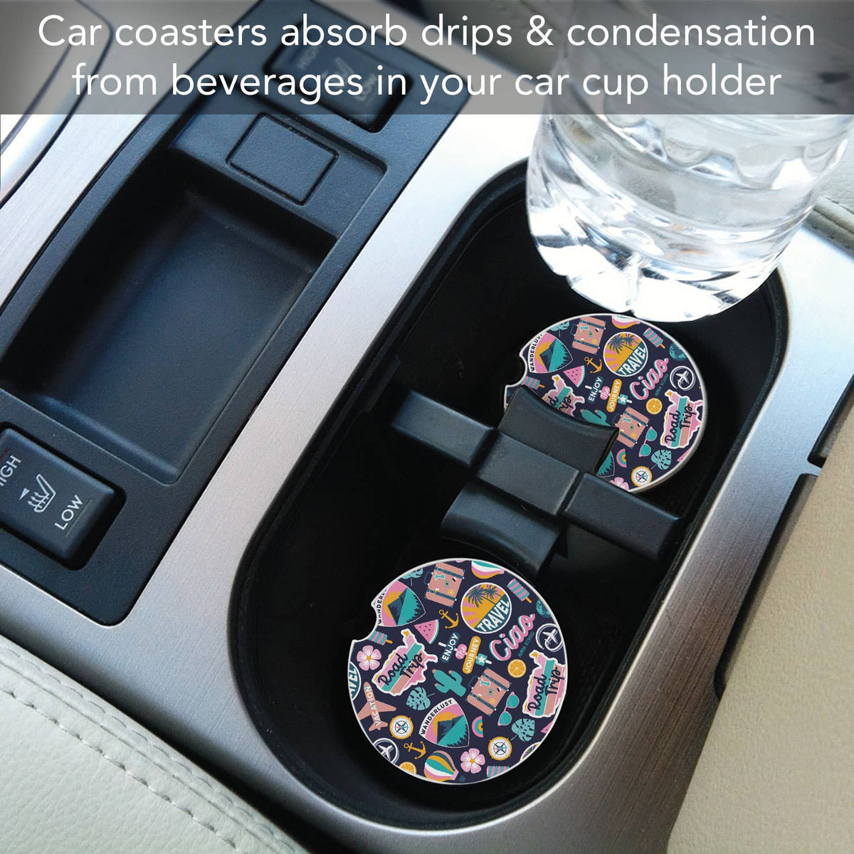 "Around the World" Single Packaged Stone Car Coaster
