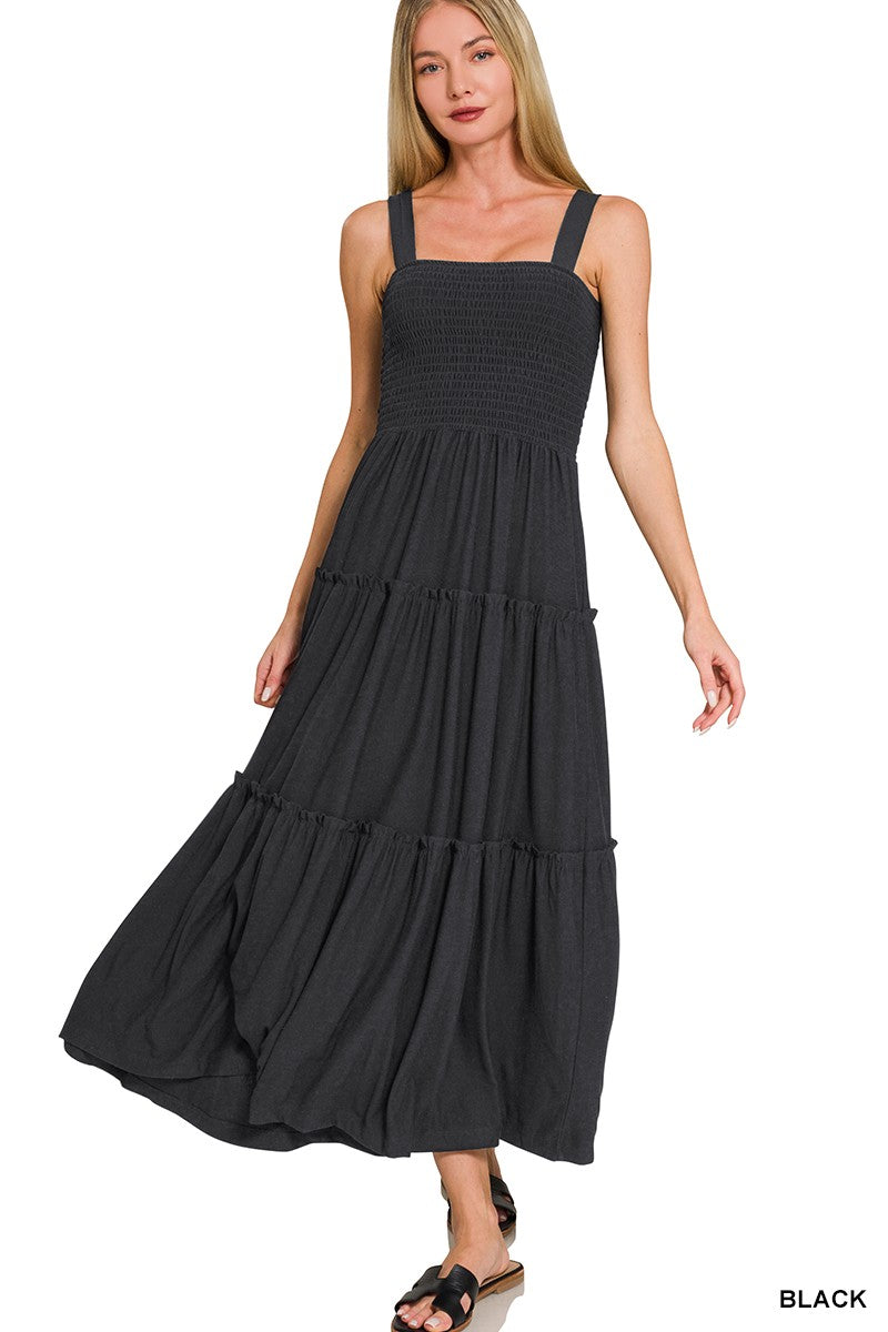 Smocked Tiered Midi Dress
