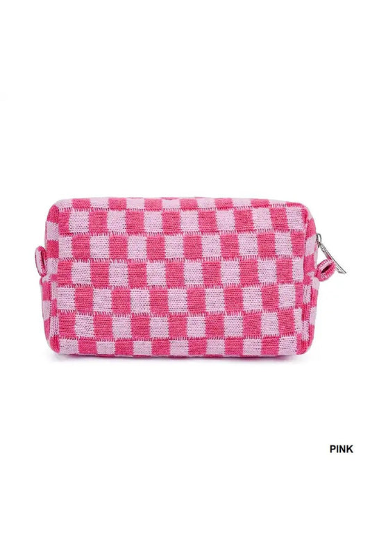 Checkered Makeup Cosmetic Pouch Bag
