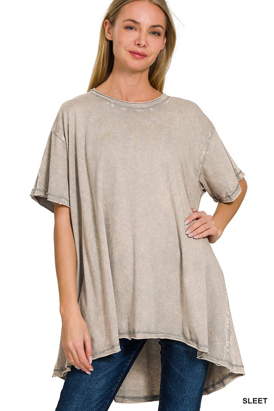 Crinkle Washed Cotton Drop Shoulder Oversized Top