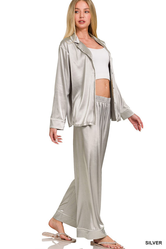 Satin Long Sleeve Pajama Set