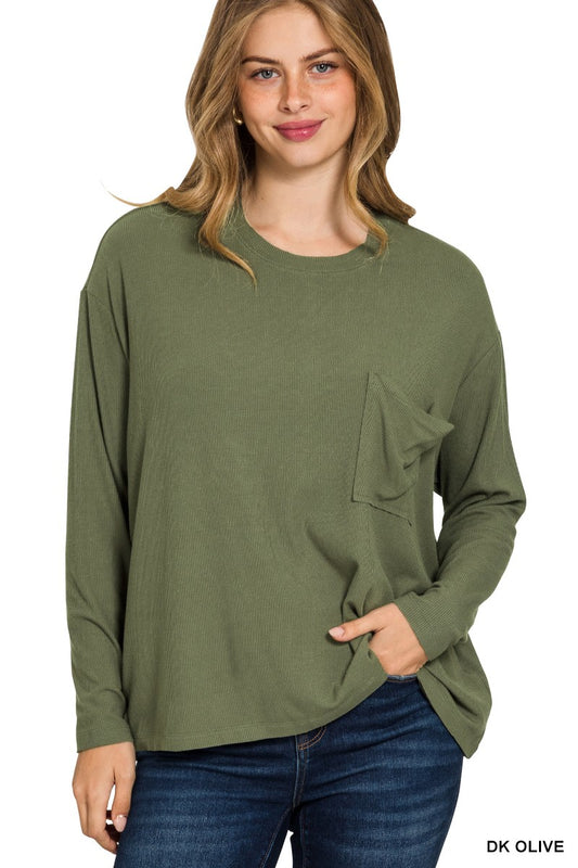 Ribbed Rayon Span Dolman Sleeve Top