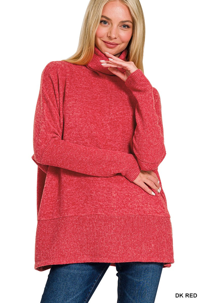 Brushed Melange Hacci Turtleneck Sweater