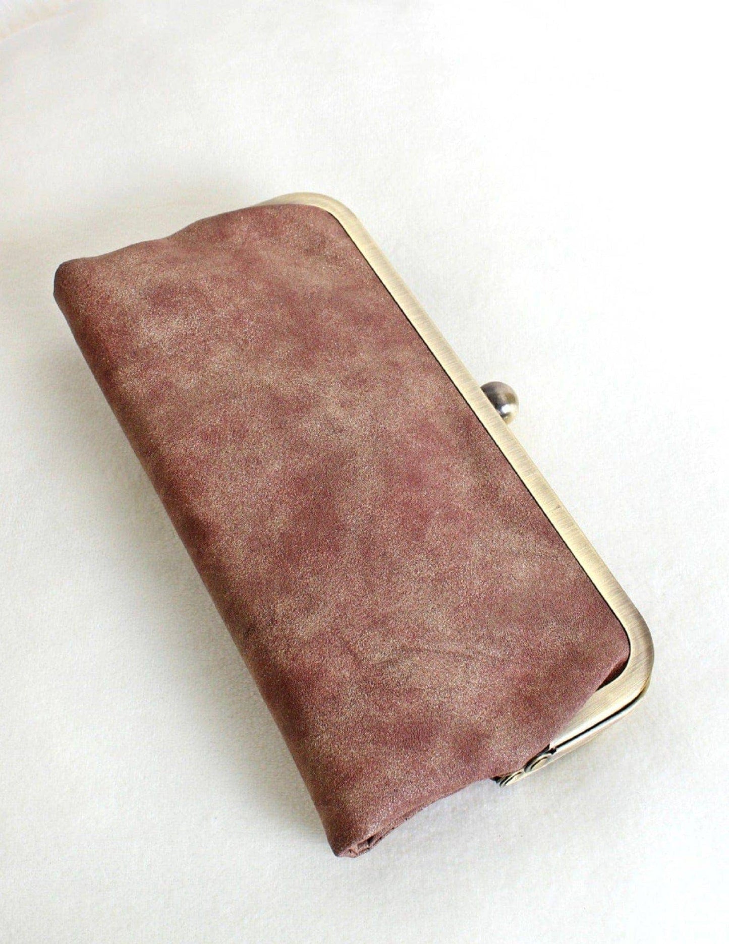 Karen Kiss Lock Clutch Bag: Pearl Brown