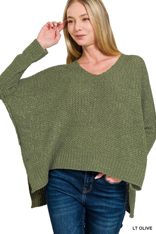Dolman Sleeve V-neck Sweater
