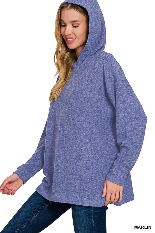 Hooded Brushed Melange Hacci Sweater