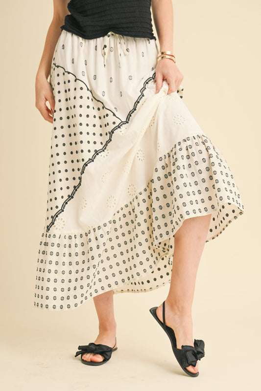 Eyelet polkadot skirt