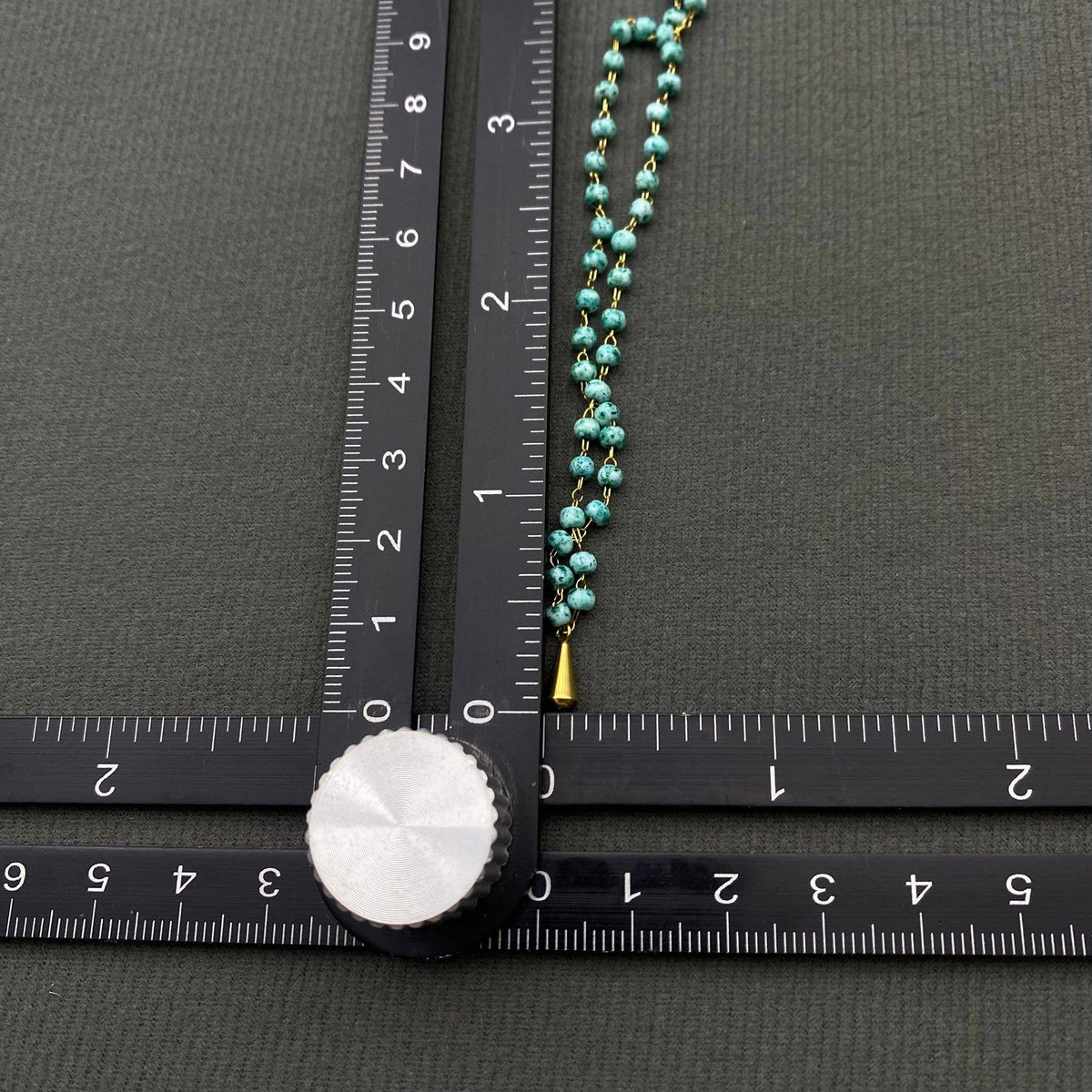 18K Golden SS Drop Charm Seed Beads Chain Necklace - FGS