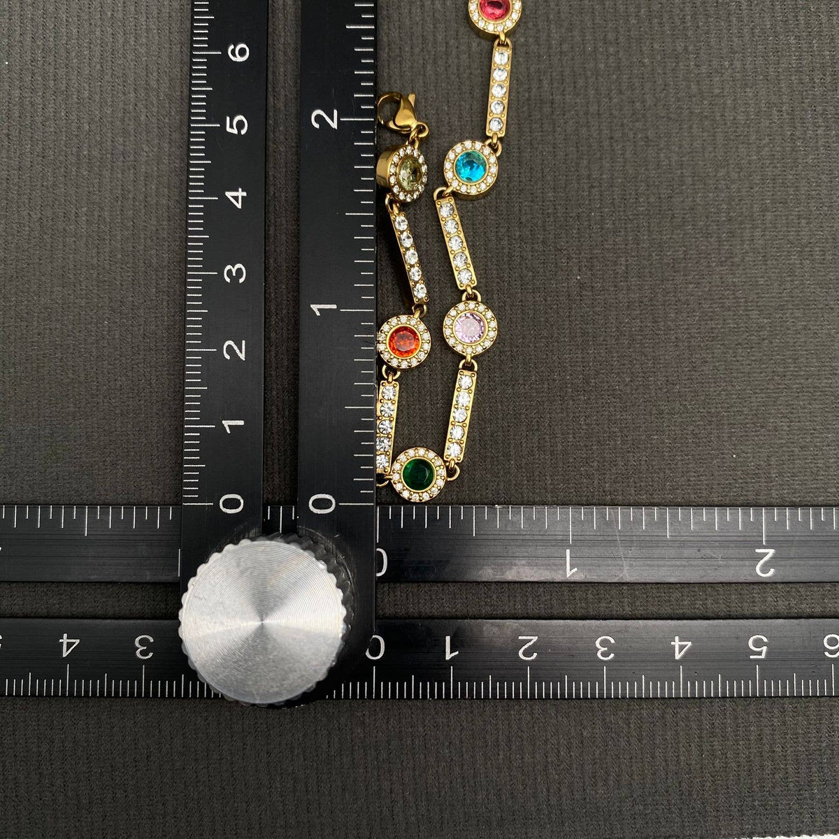 Colored Zircon 18K Gold Plated Stainless Steel Bracelet - FGS
