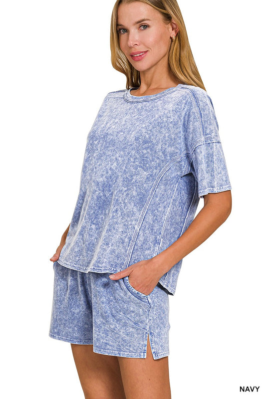 Snow Washed Short Sleeve Tee & Shorts Set