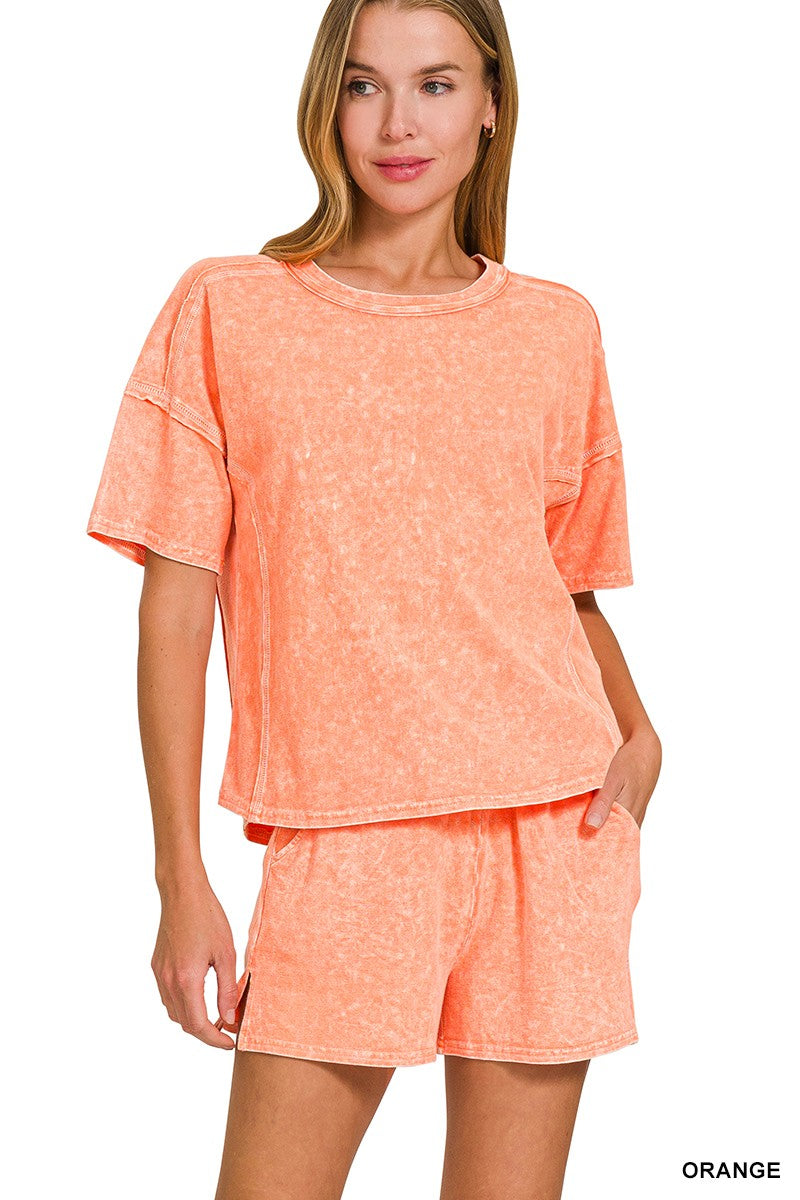 Snow Washed Short Sleeve Tee & Shorts Set
