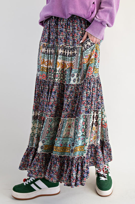 Gypsy tiered maxi skirt