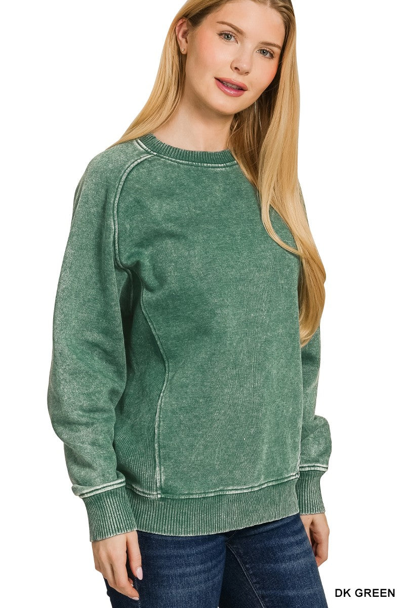 Acid Washed Fleece Sweatshirts Side Rib