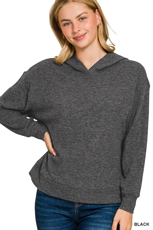 Ribbed Hoodie Pullover