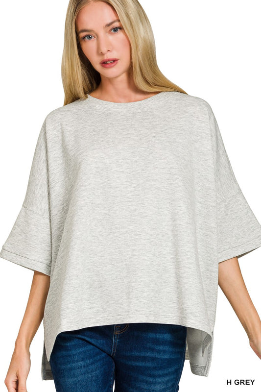 Scuba Round Neck Top With Side Slits