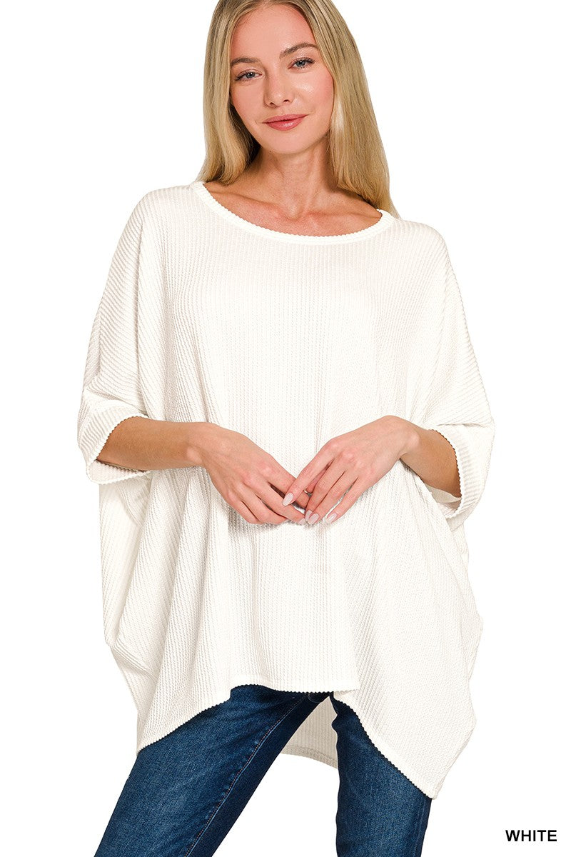 Raised Rib Bat Sleeve Top- 2 colors