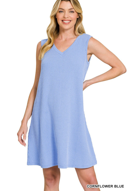Raised Rib Sleeveless Mini Dress-2 colors