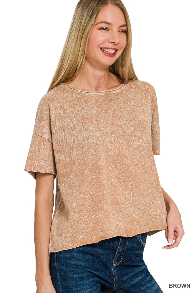 Halo Washed Cotton Short Sleeve Top