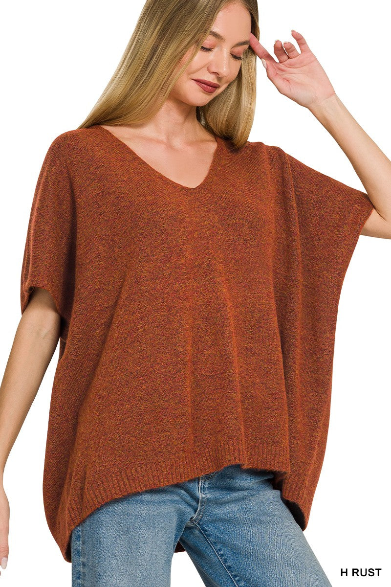V-neck Short Sleeve Sweater