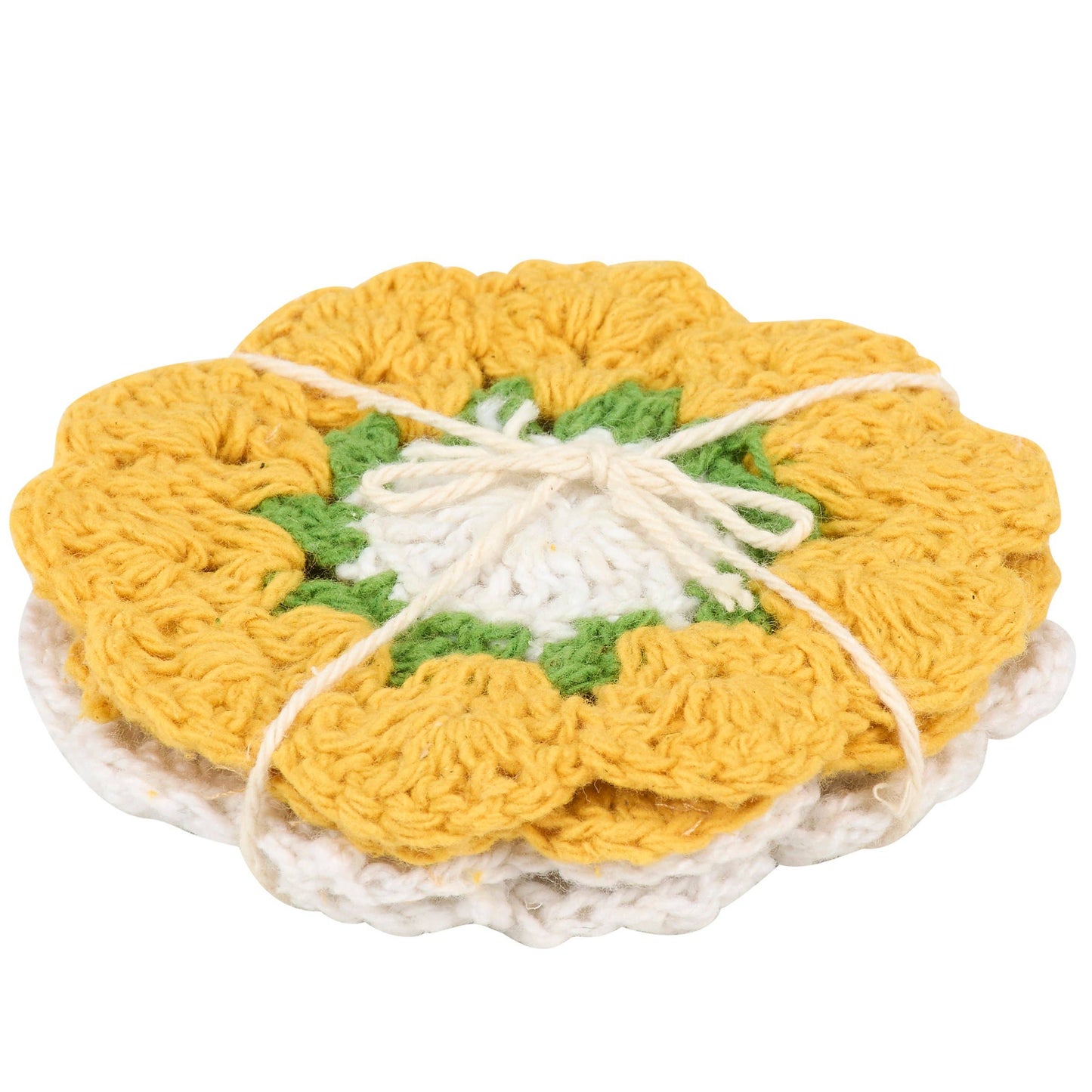 Crochet Daisy Coaster Set