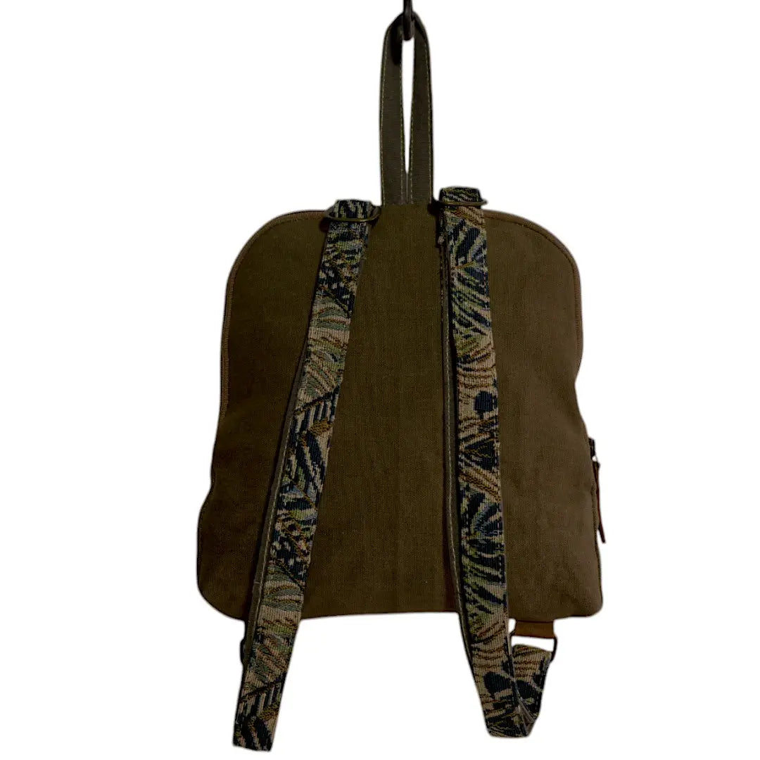 Star and Tapestry / Canvas & Leather Clutchina Backpack