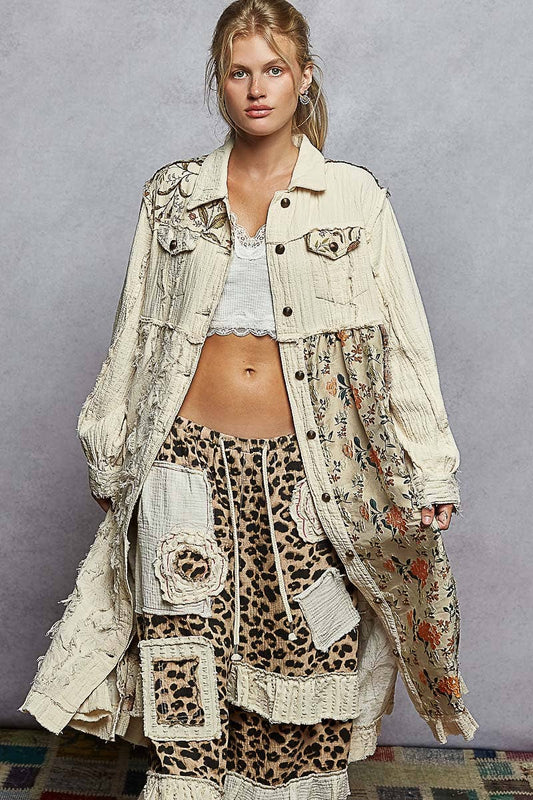 Contrast maxi length jacket